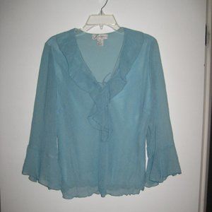 dress barn  Light Blue V-Neck Blouse